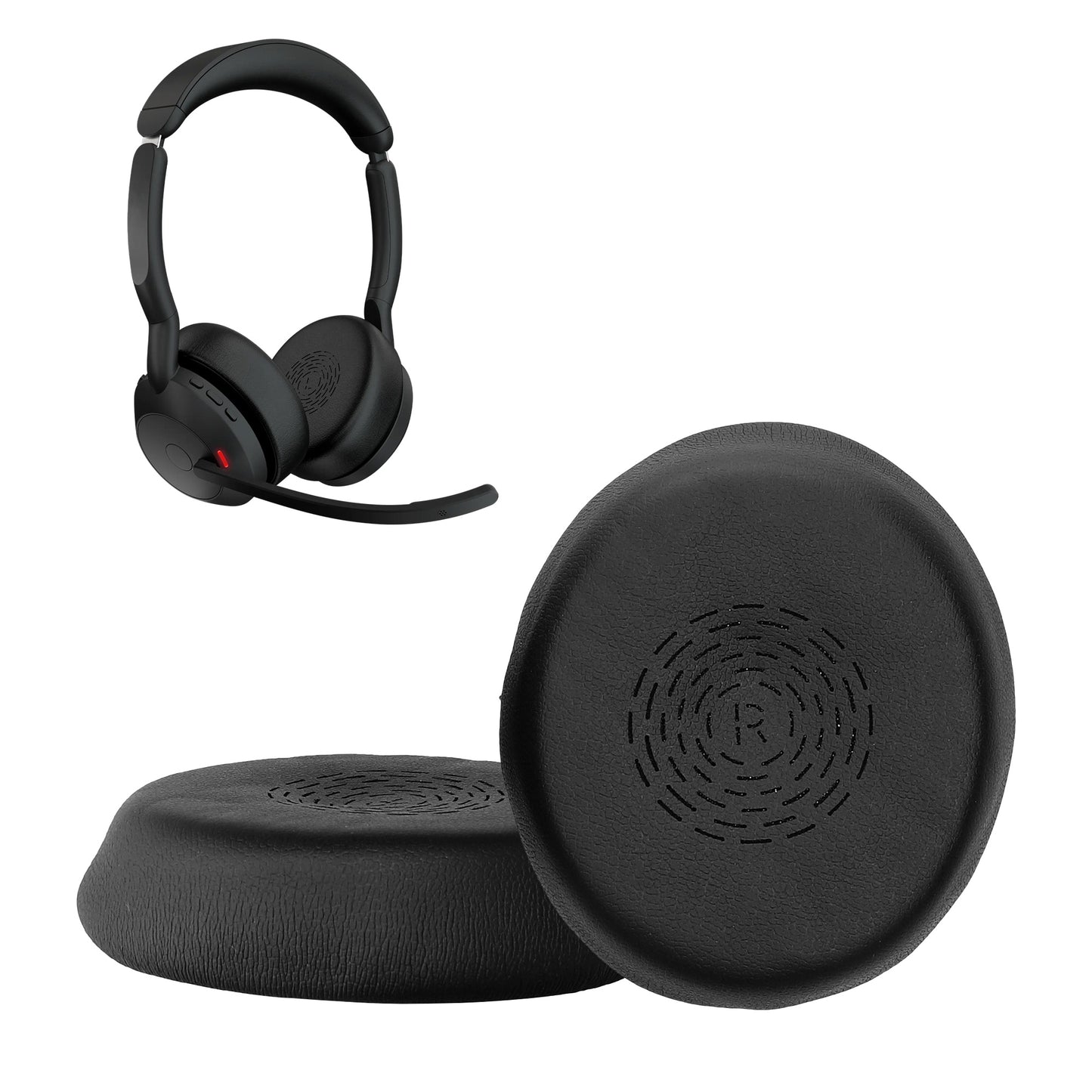 kwmobile 2x Ohr Polster für Jabra Evolve 2 55 / Evlove 2 50 Ohrpolster - Ersatz Ohrpolster - Kopfhörer Ersatzteile - Kopfhörer Ersatzpolster für Over Ear Headphones Schwarz  