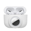 kwmobile 2-in1 Schutzhülle für Apple Airpods Pro (1.Gen) Hülle - Kopfhörer Silicon Case kompatibel mit AirTag - stoßfestes Cover mit Karabiner - Weiß Weiß  
