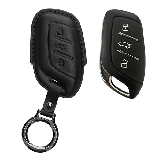 kwmobile Schlüsselhülle für MG 3-Tasten ZS MG4 MG5 MG6 Hülle Leder - Autoschlüssel Schlüssel Hülle - Schlüsselcover Schlüsselschutz in Schwarz Schwarz  