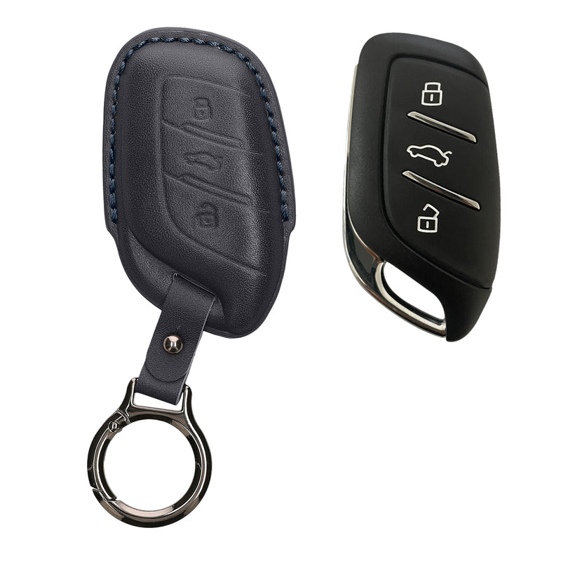 kwmobile Schlüsselhülle für MG 3-Tasten ZS MG4 MG5 MG6 Hülle Leder - Autoschlüssel Schlüssel Hülle - Schlüsselcover Schlüsselschutz in Dunkelblau Dunkelblau  [dsg03]