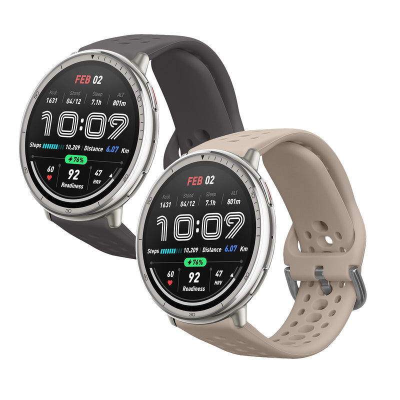 kwmobile 2x Uhrenarmband für 20mm Amazfit Active 2 / 2 Square / Active Edge / Bip 3 / GTS 3 4 Armband - Fitnesstracker Band Set aus TPU Silikon - Ersatzarmband Smartwatch - Dunkelgrau Beige Dunkelgrau  [dsg03]