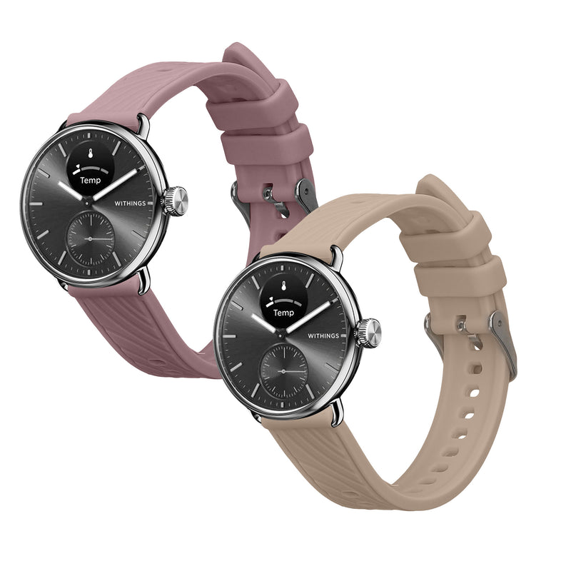 kwmobile 2x Uhrenarmband für Withings Scanwatch Light 37mm / Withings Scanwatch 2 38mm Armband - Fitnesstracker Band Set aus TPU Silikon - Ersatzarmband Smartwatch - Lavendel Altrosa Lavendel  [dsg02]
