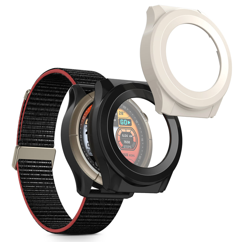 kwmobile 2x Glas Hülle für Amazfit Cheetah / Amazfit Cheetah Pro Schutzhülle - Fullbody Fitnesstracker Case Set aus Glas - Schwarz Weiß Schwarz  [dsg02]