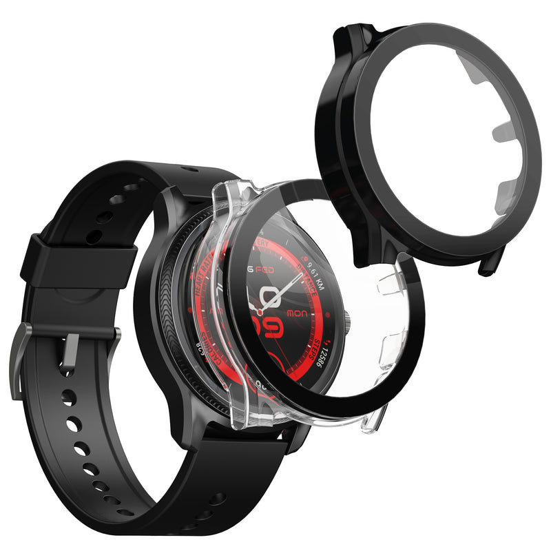 kwmobile 2x Glas Hülle für Ticwatch Pro 5 Enduro Schutzhülle - Fullbody Fitnesstracker Case Set aus Glas - Schwarz Transparent Schwarz  [dsg01]