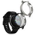 kwmobile 2x Silikon Hülle für Garmin vivoactive 6 (42mm) / Active 6 Schutzhülle - Fullbody Display Cover Set aus Silikon - Schwarz Silber Schwarz  [dsg02]