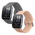 kwmobile 2x Uhrenarmband für Amazfit Bip 6 Armband - Fitnesstracker Band Set aus TPU Silikon - Ersatzarmband Smartwatch - Dunkelgrau Altrosa Dunkelgrau  [dsg04]