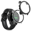 kwmobile 2x Glas Hülle für Garmin Forerunner 570 42mm Schutzhülle - Fullbody Fitnesstracker Case Set aus Glas - Transparent Schwarz Transparent  [dsg01]