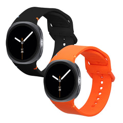 Silicone Fitness Tracker Replacement Watch Strap for Samsung Galaxy Watch 8 / Galaxy Watch 8 Classic 46mm Black and Orange