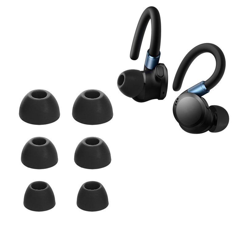 kwmobile 6x Silikonaufsätze für Anker Soundcore Sport X20 - Ersatz Ohrstöpsel in 3 Größen - Ear Tips für In-Ear Kopfhörer - Zubehör Ersatzpolster in Schwarz Schwarz  