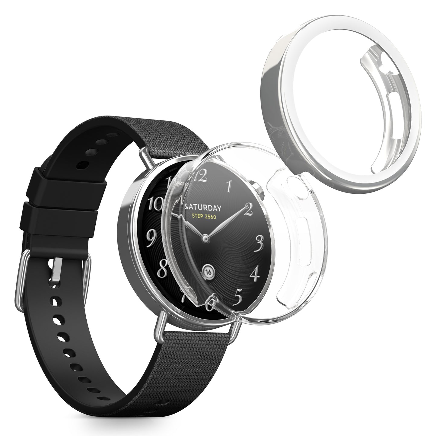 kwmobile 2x Silikon Hülle für Xiaomi Watch S4 41mm Schutzhülle - Fullbody Display Cover Set aus Silikon - Transparent Silber Transparent  [dsg02]