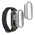 kwmobile 2x Glas Hülle für Xiaomi Mi Band 10 / Smart Band 10 Schutzhülle - Fullbody Fitnesstracker Case Set aus Glas - Silber Metallic Pink Silber  [dsg03]