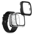 kwmobile 2x Glas Hülle für Amazfit Active 2 Square Schutzhülle - Fullbody Fitnesstracker Case Set aus Glas - Transparent Schwarz Transparent  [dsg01]