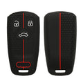 kwmobile Schlüsselhülle für Audi 3-Tasten Smartkey Autoschlüssel (nur Keyless Go) Hülle - Autoschlüssel Schlüssel Hülle aus Silikon - Schlüsseletui in Schwarz Rot Schwarz  [dsg01]