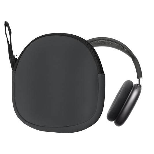 kwmobile Neopren Kopfhörer Tasche kompatibel mit Apple AirPods Max / AirPods Max 2 Hülle - Headset Case mit Handschlaufe und Innentasche - Dunkelgrau Dunkelgrau  