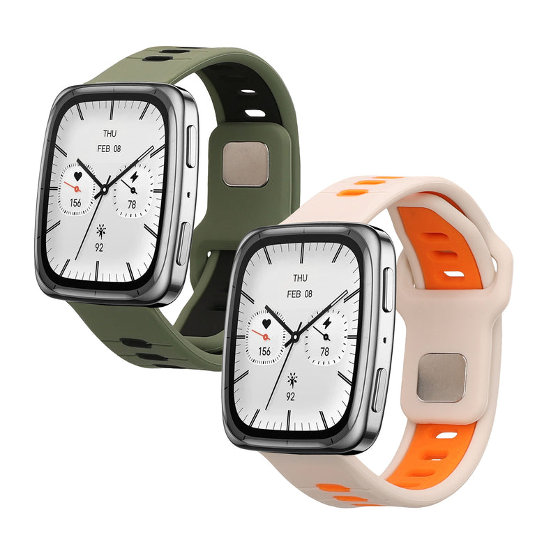 kwmobile 2x Uhrenarmband für 20mm Amazfit Active 2 / 2 Square / Active Edge / Bip 3 / GTS 3 4 Armband - Fitnesstracker Band Set aus TPU Silikon - Ersatzarmband Smartwatch - Dunkelgrün Schwarz Weiß Orange Dunkelgrün  [dsg02]