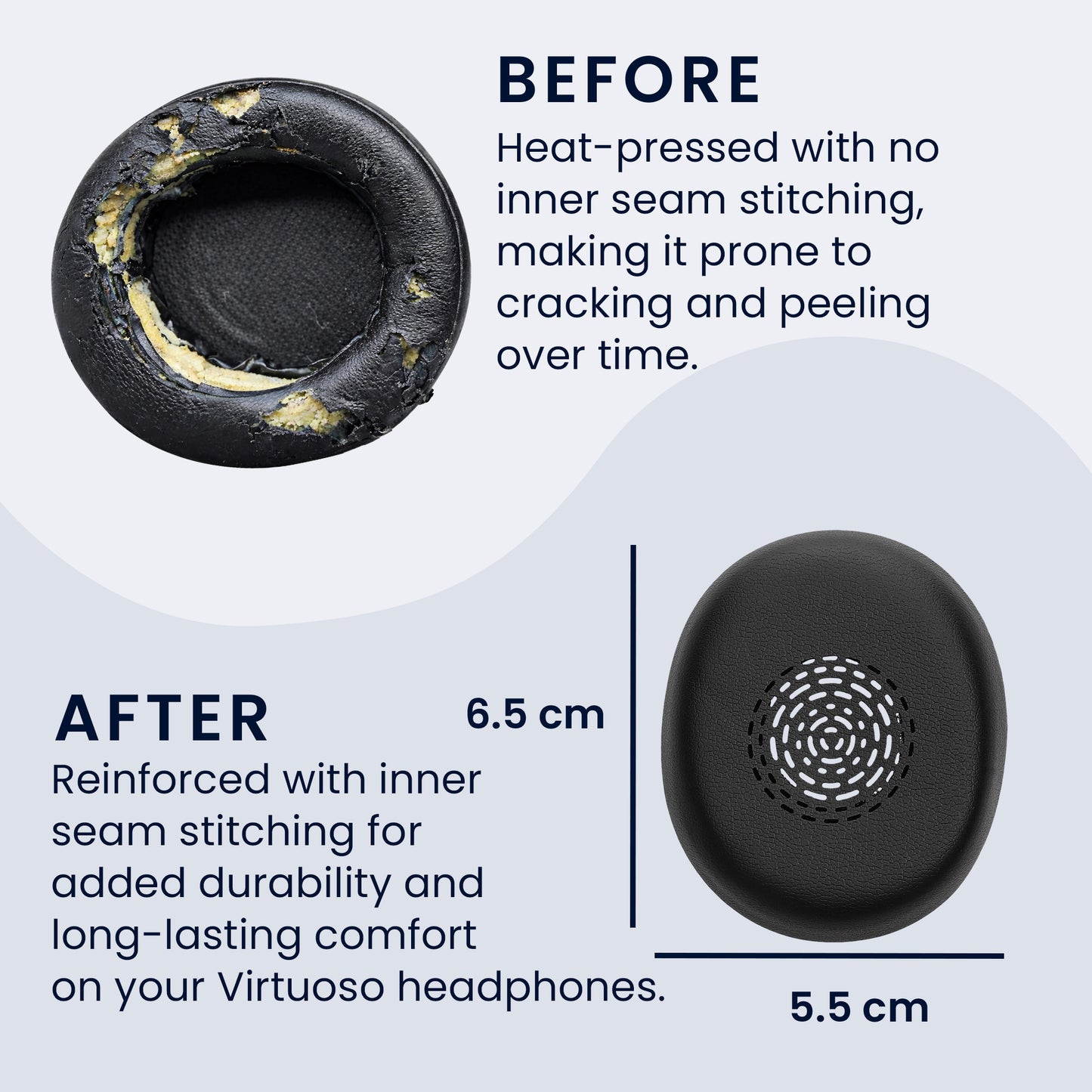 kwmobile Ohr Polster für Jabra Evolve 10 Ohrpolster - Ersatz Ohrpolster - Kopfhörer Ersatzteile - Kopfhörer Ersatzpolster für Over Ear Headphones