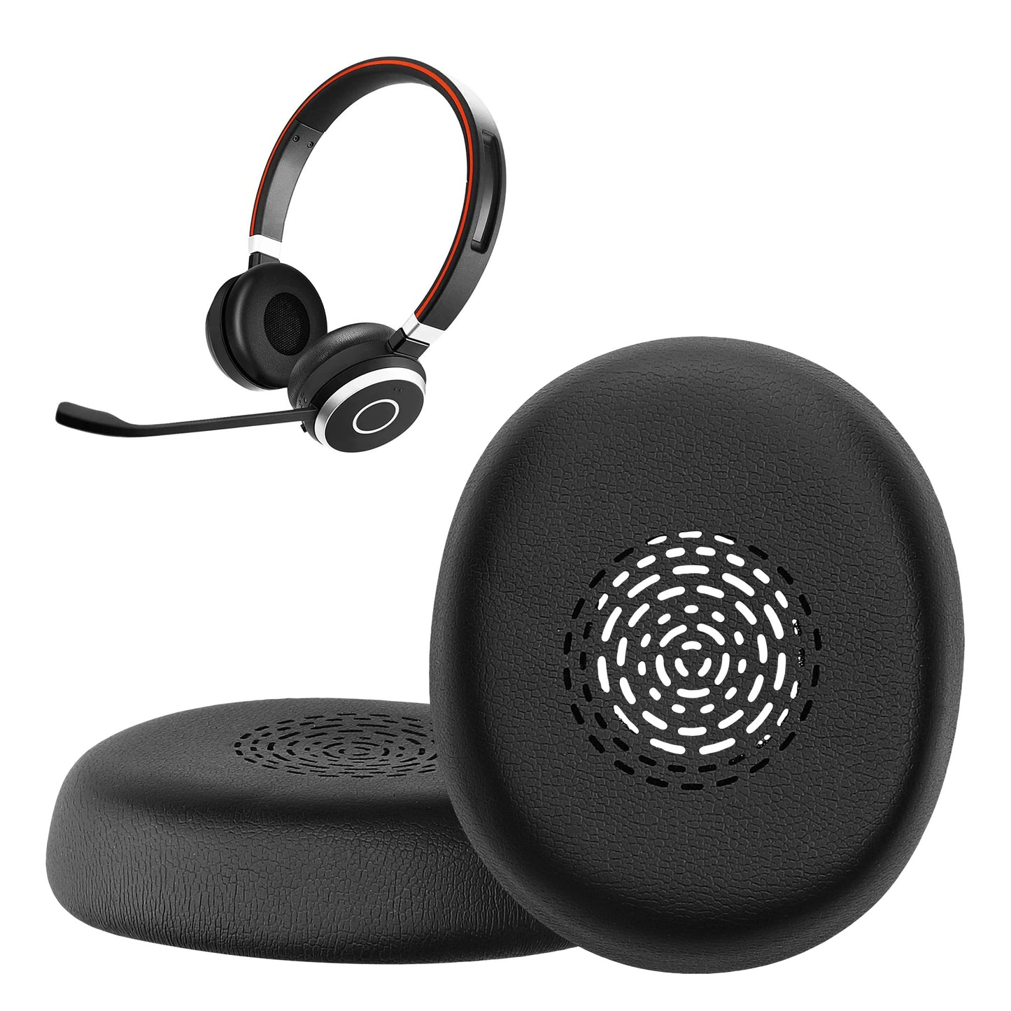 kwmobile 2x Ohr Polster für Jabra Evolve 10 Ohrpolster - Ersatz Ohrpolster - Kopfhörer Ersatzteile - Kopfhörer Ersatzpolster für Over Ear Headphones Schwarz  