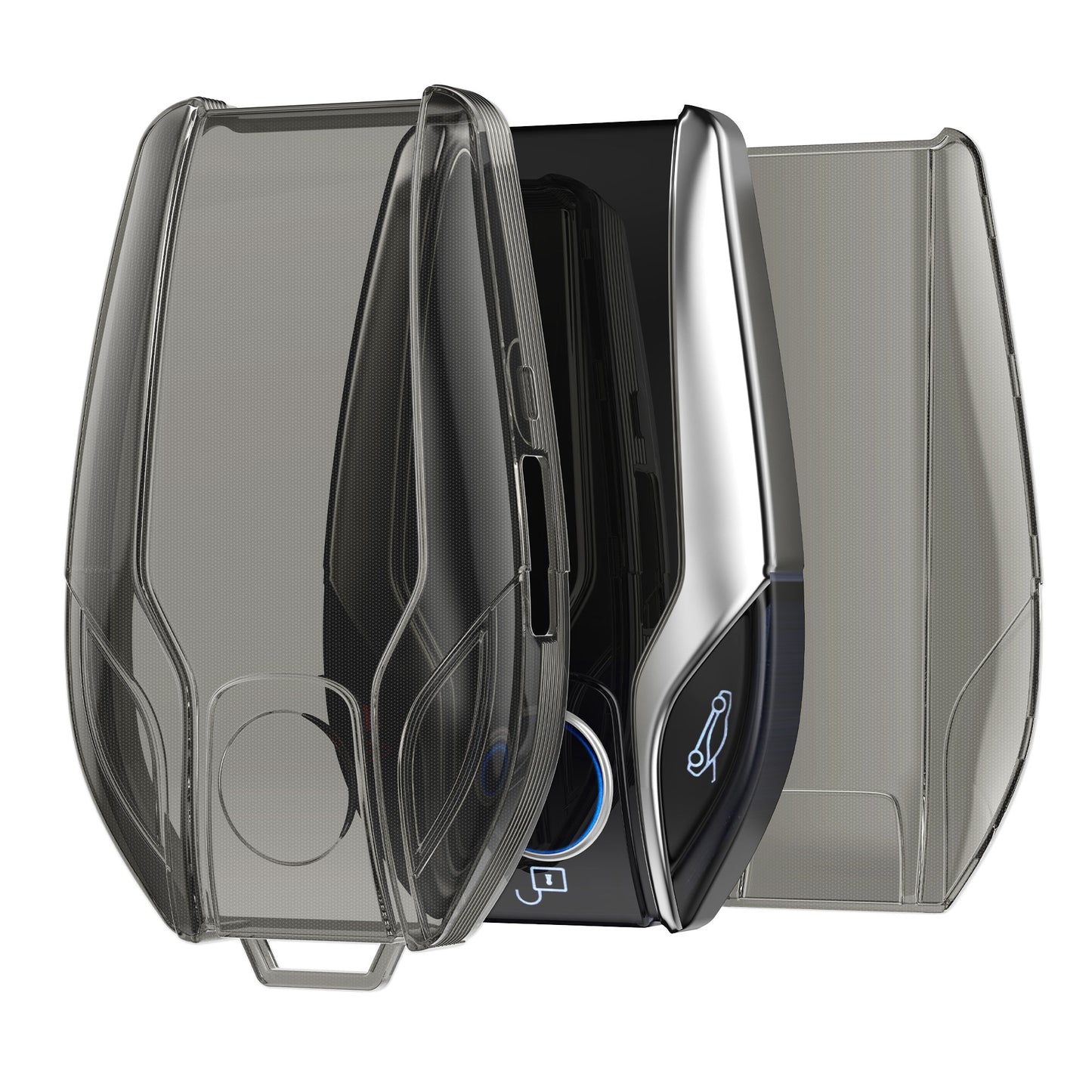 kwmobile Schlüsselhülle für BMW Display Key Autoschlüssel Hülle - Autoschlüssel Schlüssel Hülle aus TPU Silikon - Schlüsselschutz Gehäuse in Schwarz Transparent Schwarz  [dsg01]