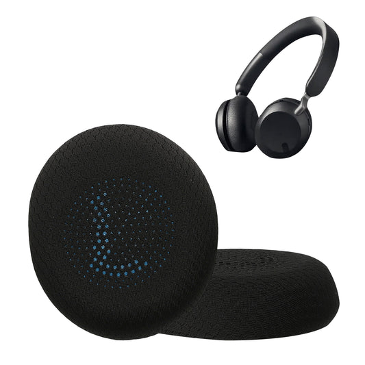 kwmobile 2x Mesh Polyester Ohr Polster für Jabra Jabra Elite 45h / Evolve2 65 / Evolve2 40 Ohrpolster - Ersatz Ohrpolster - Kopfhörer Ersatzteile - Kopfhörer Ersatzpolster für Over Ear Headphones Schwarz  