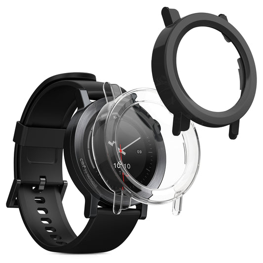 kwmobile 2x Glas Hülle für CMF Watch 3 Pro Schutzhülle - Fullbody Fitnesstracker Case Set aus Glas - Transparent Schwarz Transparent  [dsg01]