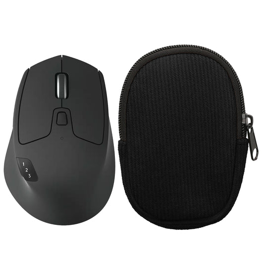 kwmobile Maus Tasche kompatibel mit Logitech M720 TRIATHLON / M705 MARATHON Hülle - Case für Bluetooth Maus aus robustem Cord und Neopren Stoff - Schwarz Schwarz  