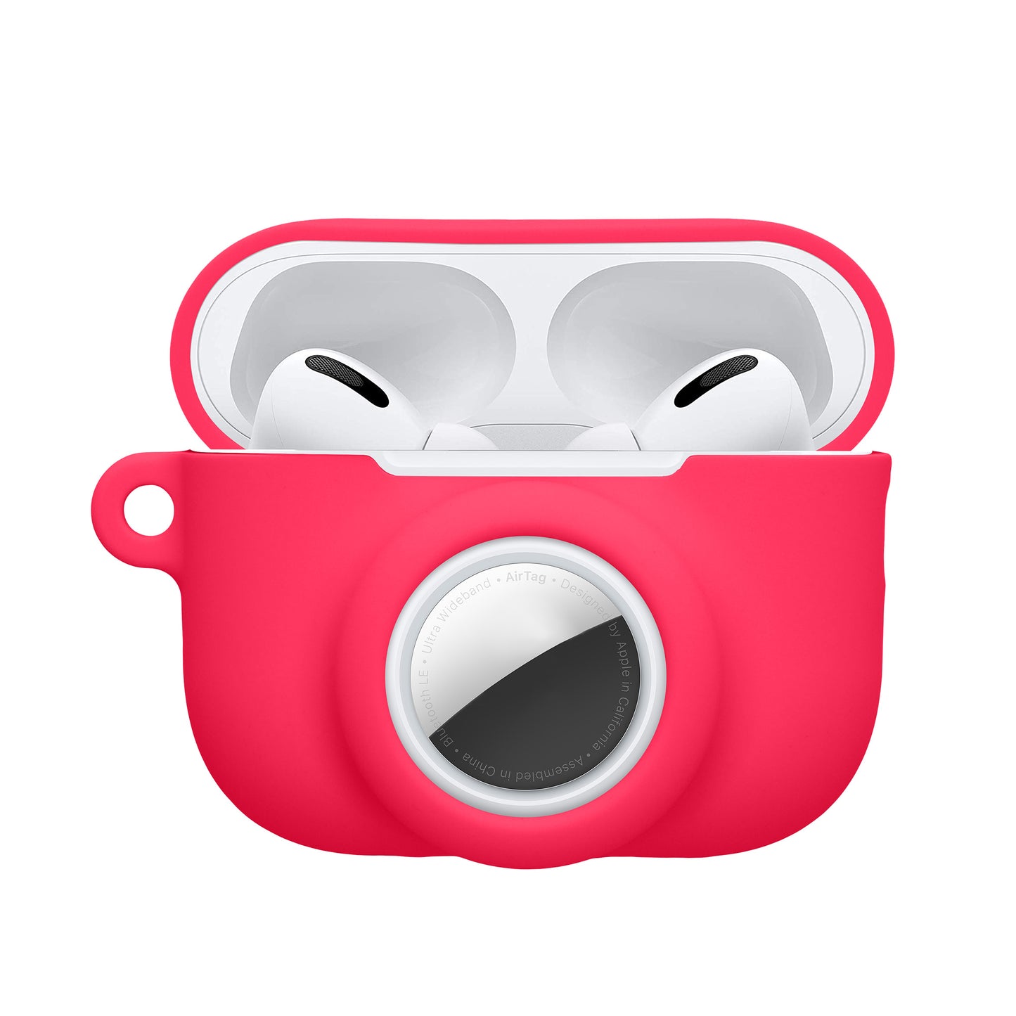 kwmobile 2-in1 Schutzhülle für Apple Airpods Pro 3 Hülle - Kopfhörer Silicon Case kompatibel mit AirTag - stoßfestes Cover mit Karabiner - Neon Pink Neon Pink  
