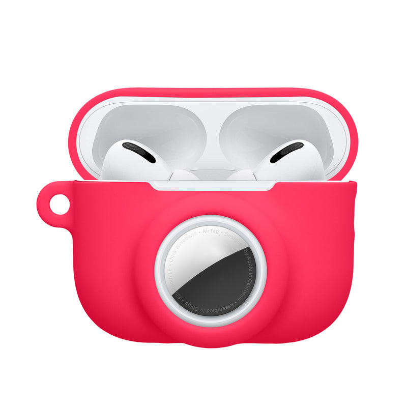 kwmobile 2-in1 Schutzhülle für Apple Airpods Pro 3 Hülle - Kopfhörer Silicon Case kompatibel mit AirTag - stoßfestes Cover mit Karabiner - Neon Pink Neon Pink  
