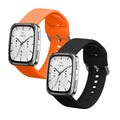 kwmobile 2x Uhrenarmband für Garmin 20mm Amazfit Active 2 Square / Amazfit Active 2 Armband - Fitnesstracker Band Set aus TPU Silikon - Ersatzarmband Smartwatch - Schwarz Orange Schwarz  [dsg01]