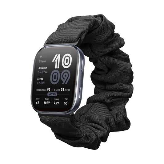 kwmobile Ersatz Armband kompatibel mit Amazfit Bip 6 - Smartwatch Scrunchie Haargummi Design Schwarz - Innenmaße 14 - 19 cm Schwarz  