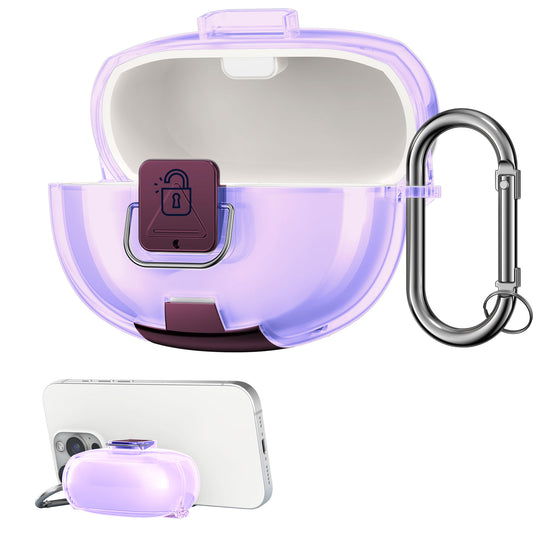 kwmobile transparentes Kopfhörer Case kompatibel mit Bose Ultra Open Earbuds Hülle - Headphones TPU Cover mit Standfunktion und Sicherheitsverschluss - Violett Transparent Violett
