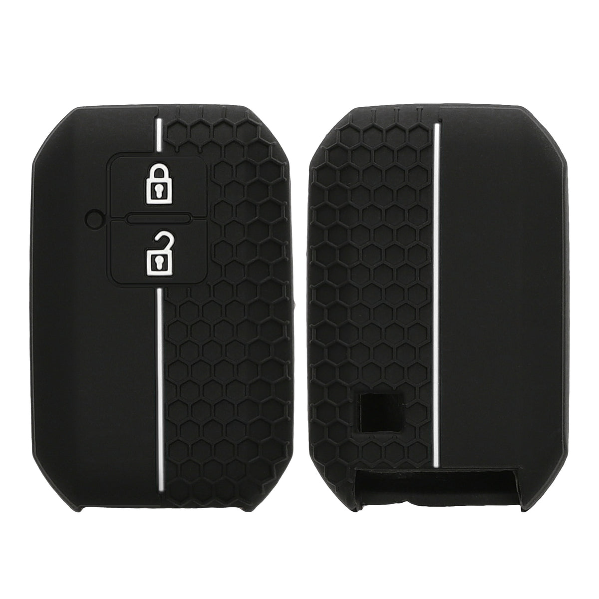 kwmobile Schlüsselhülle für Suzuki 2-Tasten Autoschlüssel Keyless Go Hülle - Autoschlüssel Schlüssel Hülle aus Silikon - Schlüsseletui in Schwarz Weiß Schwarz  [dsg05]