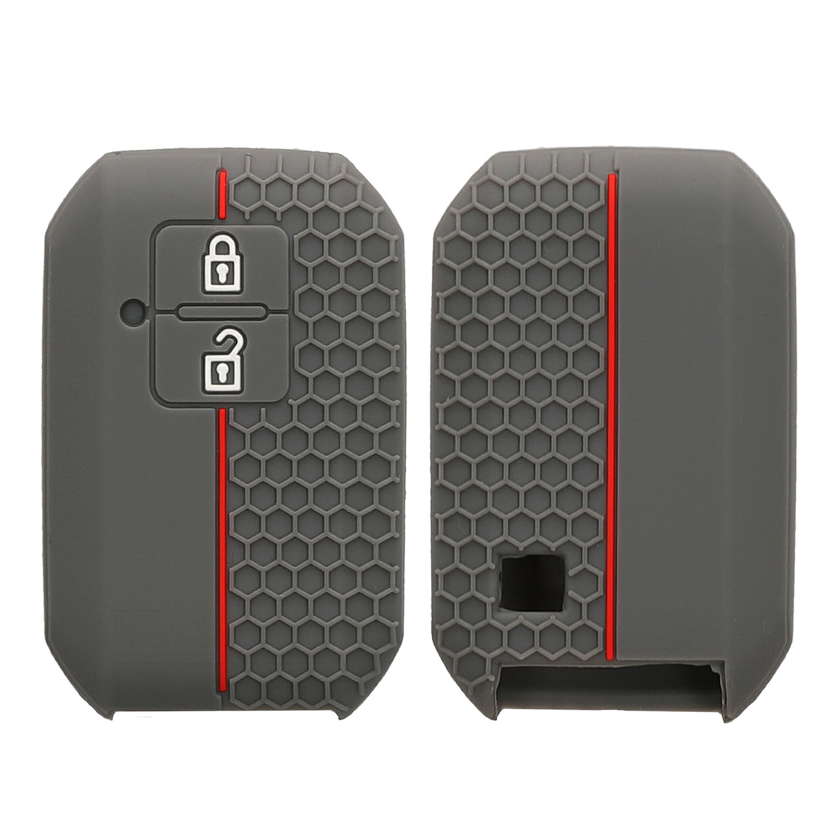 kwmobile Schlüsselhülle für Suzuki 2-Tasten Autoschlüssel Keyless Go Hülle - Autoschlüssel Schlüssel Hülle aus Silikon - Schlüsseletui in Grau Rot Grau  [dsg06]