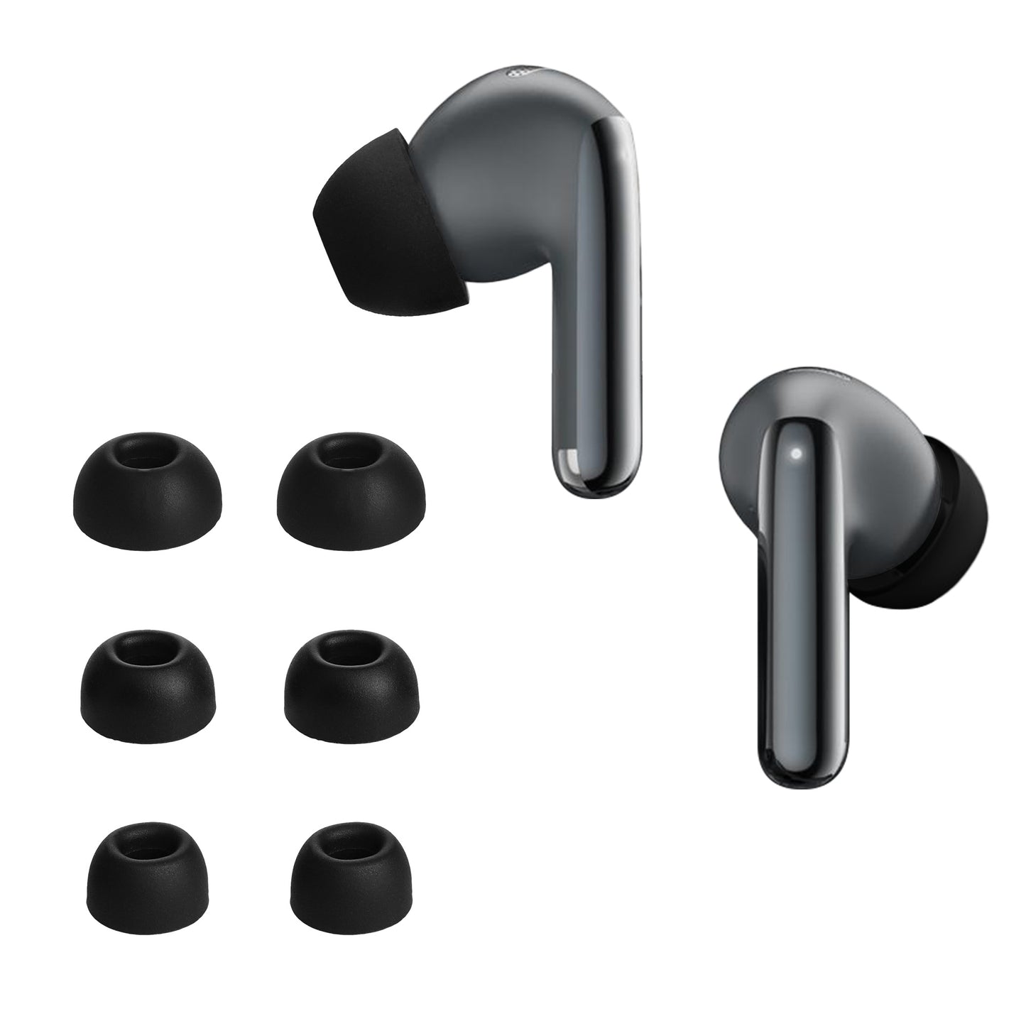 kwmobile 6x Silikonaufsätze für QCY Melobuds Pro - Ersatz Ohrstöpsel in 3 Größen - Ear Tips für In-Ear Kopfhörer - Zubehör Ersatzpolster in Schwarz Schwarz  