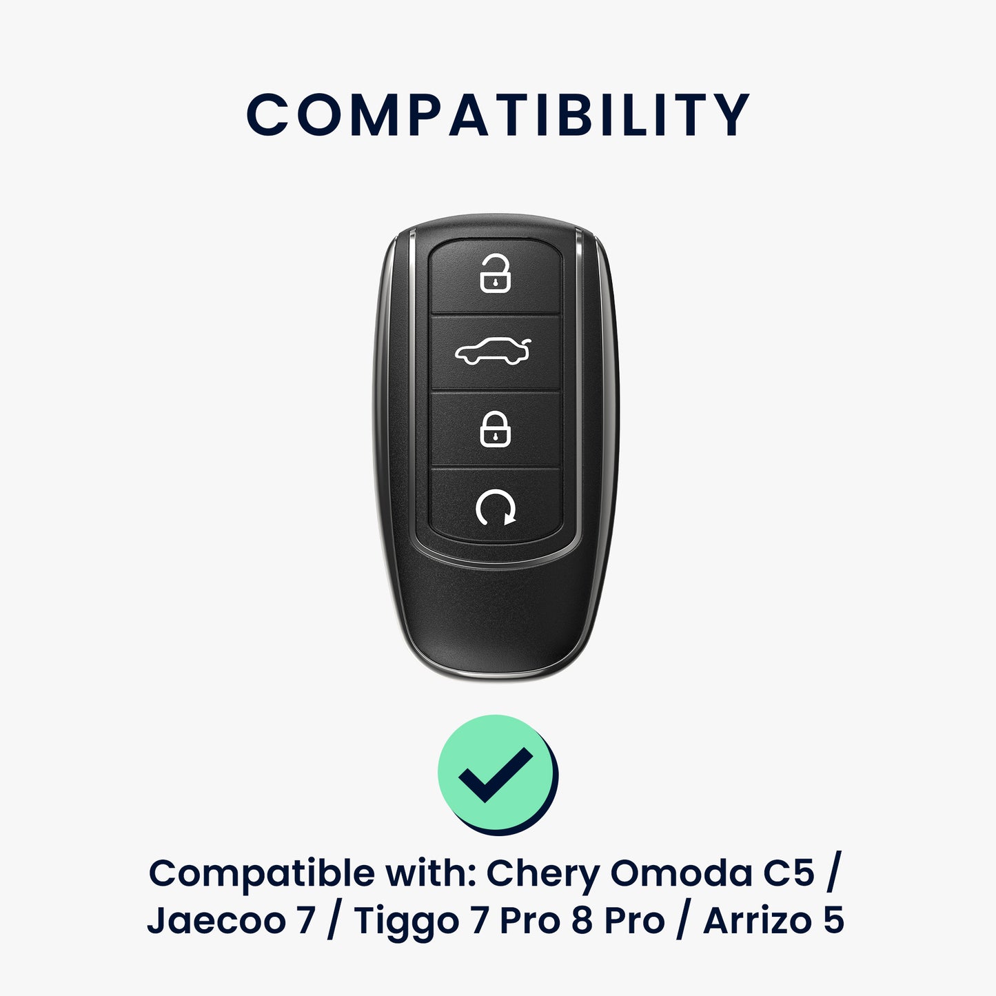 kwmobile Car Key Cover compatible with Chery Omoda C5 / Jaecoo 7 / Tiggo 7 Pro 8 Pro / Arrizo 5 - Silicone Case