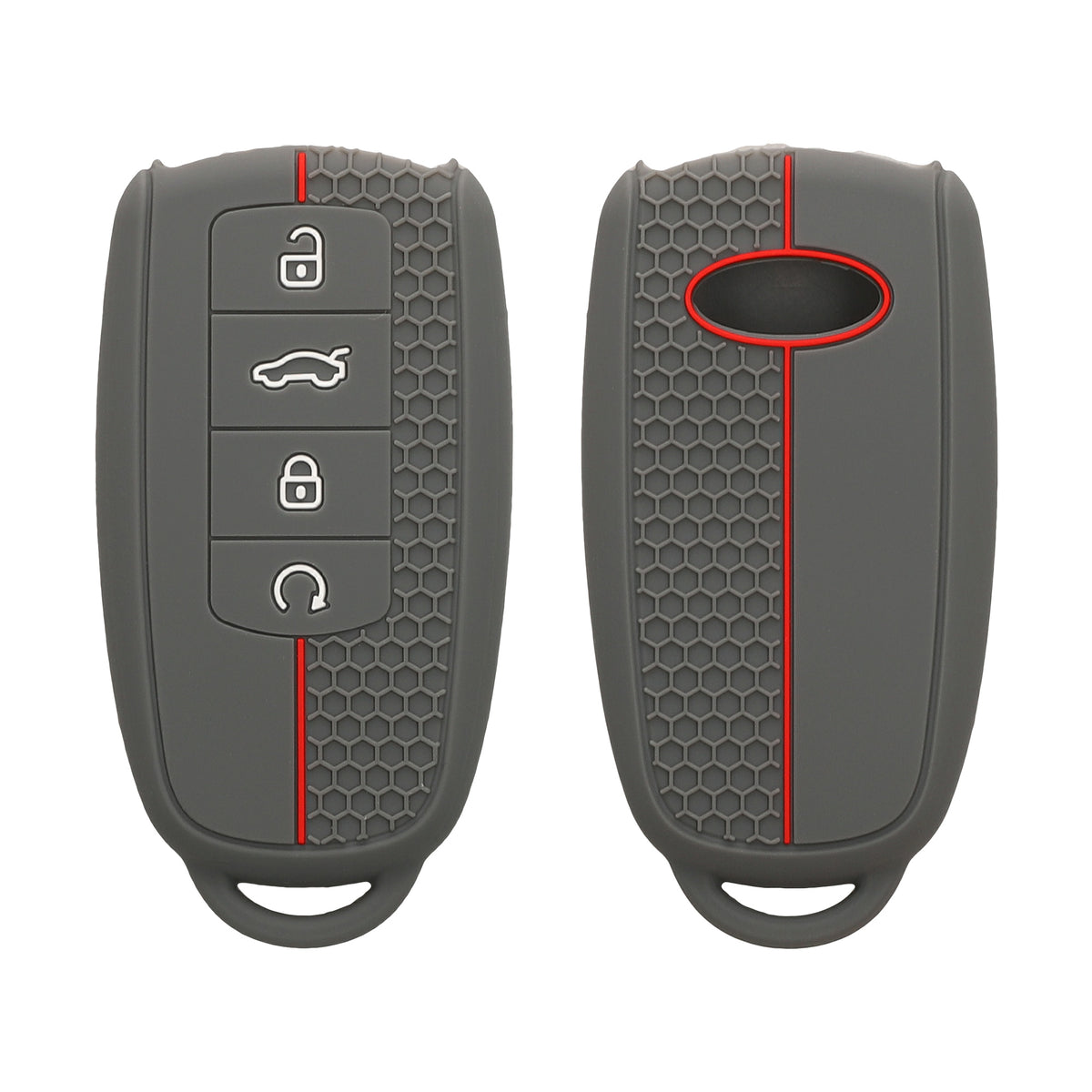 kwmobile Schlüsselhülle für Chery Omoda C5 / Jaecoo 7 / Tiggo 7 Pro 8 Pro / Arrizo 5 Hülle - Autoschlüssel Schlüssel Hülle aus Silikon - Schlüsseletui in Grau Rot Grau  [dsg06]