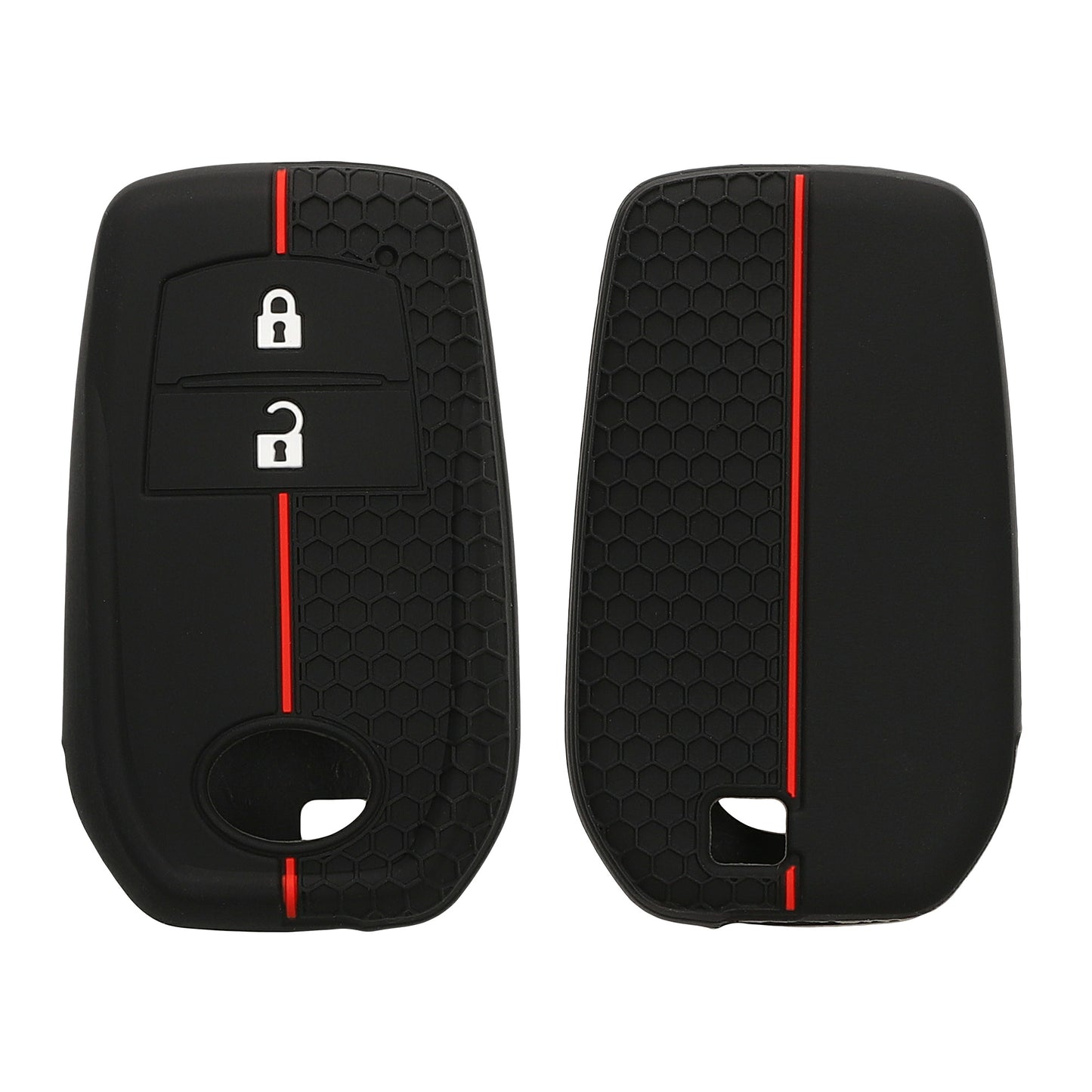 kwmobile Schlüsselhülle für Toyota 2/3 Button Aygo Yaris Cross RAV4 GR 2020-2024 Hülle - Autoschlüssel Schlüssel Hülle aus Silikon - Schlüsseletui in Schwarz Rot Schwarz  [dsg01]
