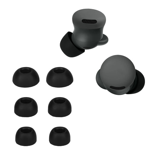 kwmobile 6x Silikonaufsätze für Google Pixel Buds 2A - Ersatz Ohrstöpsel in 3 Größen - Ear Tips für In-Ear Kopfhörer - Zubehör Ersatzpolster in Schwarz Schwarz  
