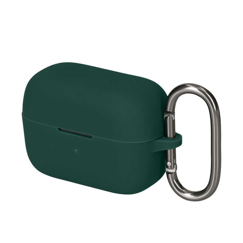 kwmobile Schutzhülle für Anker Soundcore C50i Hülle - TPU Silikon Case für Kopfhörer Ladecase - stoßfestes Cover mit Karabiner - Dunkelgrün Dunkelgrün  