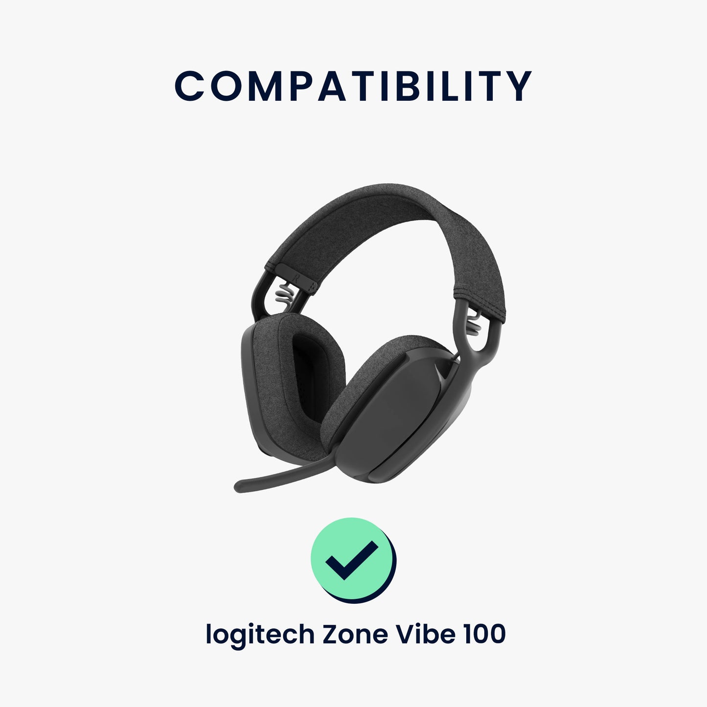 kwmobile Ohr Polster für Logitech Zone Vibe 100 - Ersatz Ohrpolster - Kopfhörer Ersatzteile - Kopfhörer Ersatzpolster für Over Ear Headphones