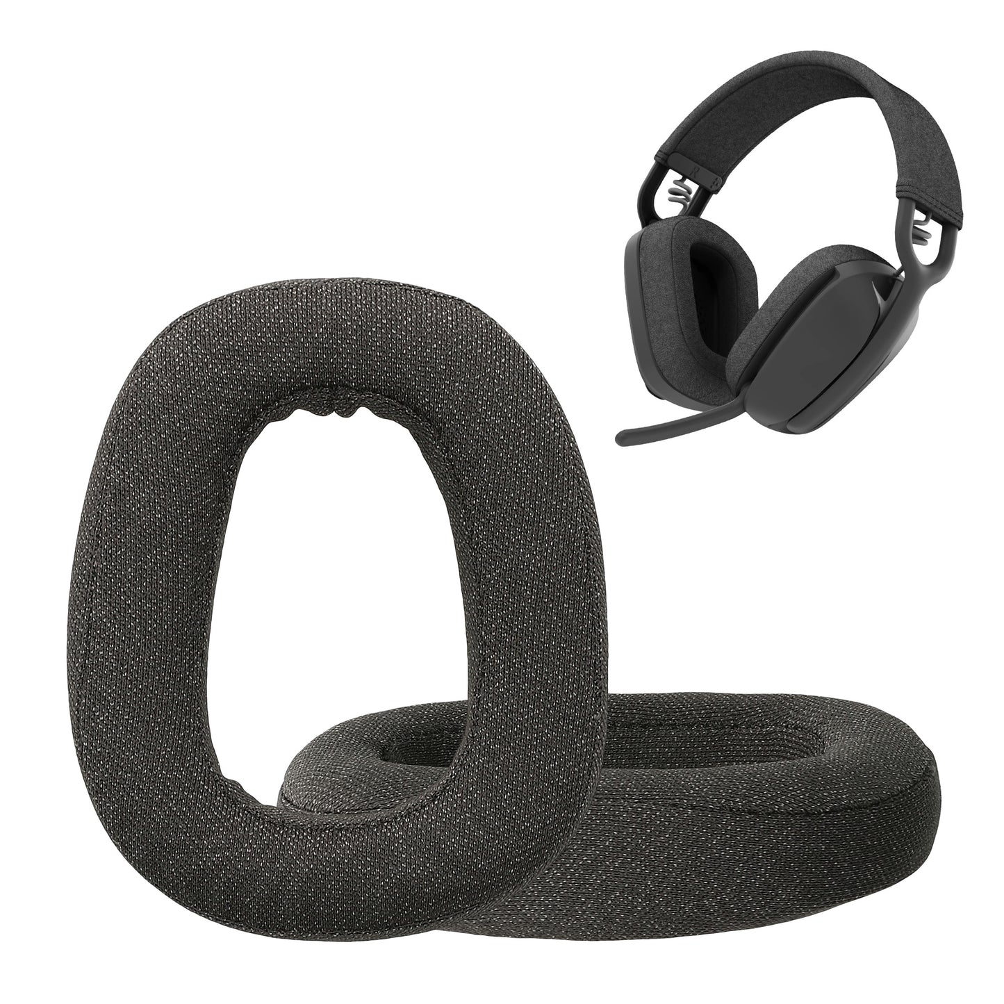 kwmobile 2x Mesh Polyester Ohr Polster für Logitech Zone Vibe 100 Ohrpolster - Ersatz Ohrpolster - Kopfhörer Ersatzteile - Kopfhörer Ersatzpolster für Over Ear Headphones Dunkelgrau  