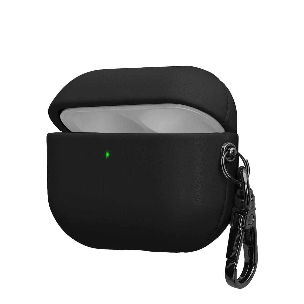 Airpods Pro 3 Kunstleder Kopfhörer Hülle Slim mit Karabiner Schwarz