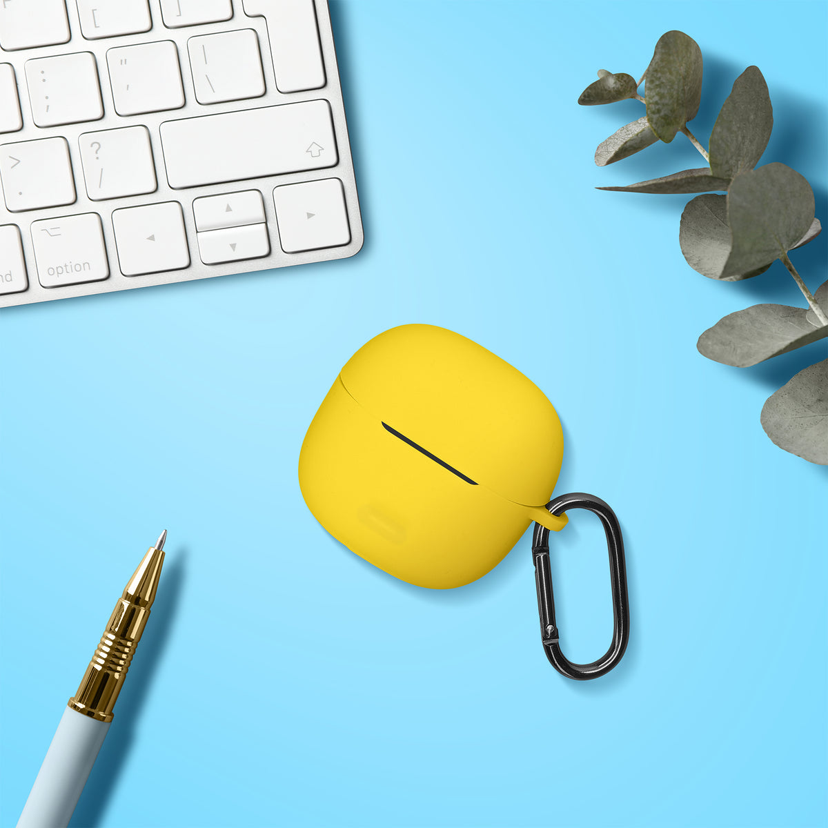 kwmobile Schutzhülle für Xiaomi Redmi Buds 8 Lite Hülle - TPU Silikon Case für Kopfhörer Ladecase - stoßfestes Cover mit Karabiner - Gelb Gelb
