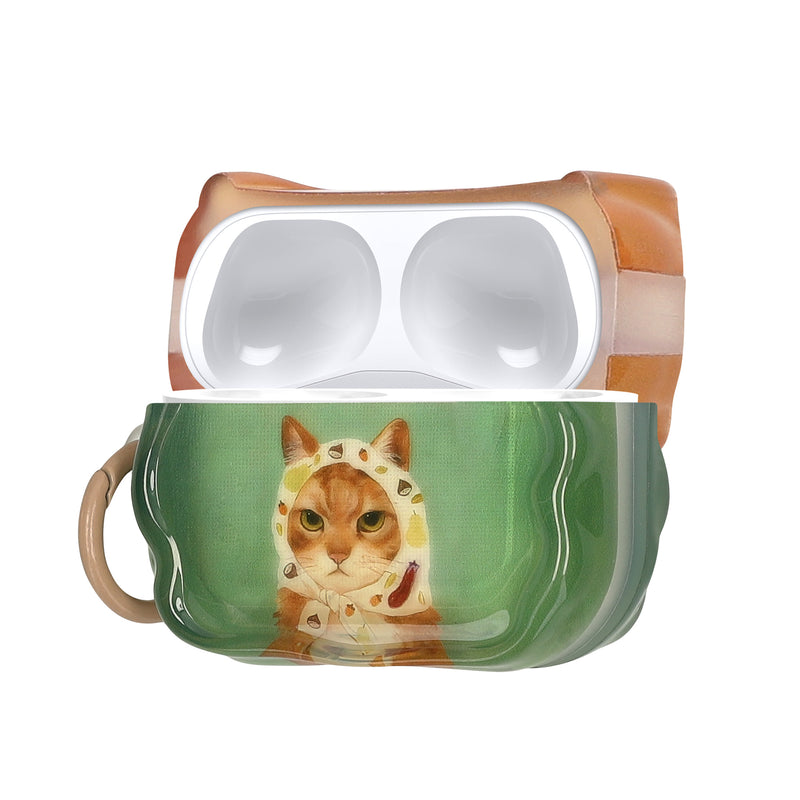 Apple Airpods Pro 3 Silikon Kopfhörer Hülle mit Karabiner Katze mit Tuch