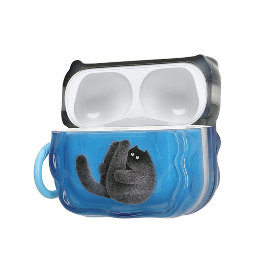 Apple Airpods Pro 3 Silikon Kopfhörer Hülle mit Karabiner Pilates Katze