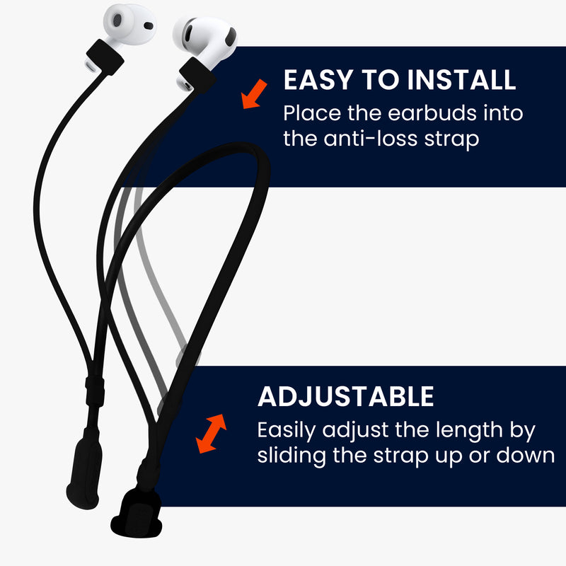 kwmobile Silikon Halteband für Apple Airpods 3 / 4 / Pro 1 / Pro 2 / Airpods Pro 3 Halterung Jogging - in-Ear Headphones Band Strap - Kopfhörer Zubehör - Schwarz matt Schwarz matt