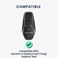 BYD Atto 3 / Sealion / Han / Tang / Dolphin / Seal Echtleder Schlüsselhülle mit Stickerei mit Schlüsselring KWM000041LY001C