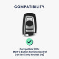 BMW 3-Tasten Funk Autoschlüssel (nur Keyless Go) Echtleder Schlüsselhülle Slim mit Schlüsselring KWM000041MF001C