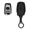 BMW 3-Tasten Funk Autoschlüssel (nur Keyless Go) Echtleder Schlüsselhülle Slim mit Schlüsselring KWM000041MF001C