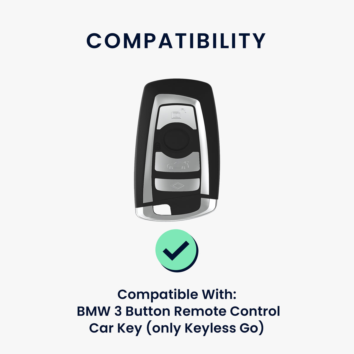 BMW 3-Tasten Funk Autoschlüssel (nur Keyless Go) Echtleder Schlüsselhülle Slim mit Schlüsselring KWM000041MF002C