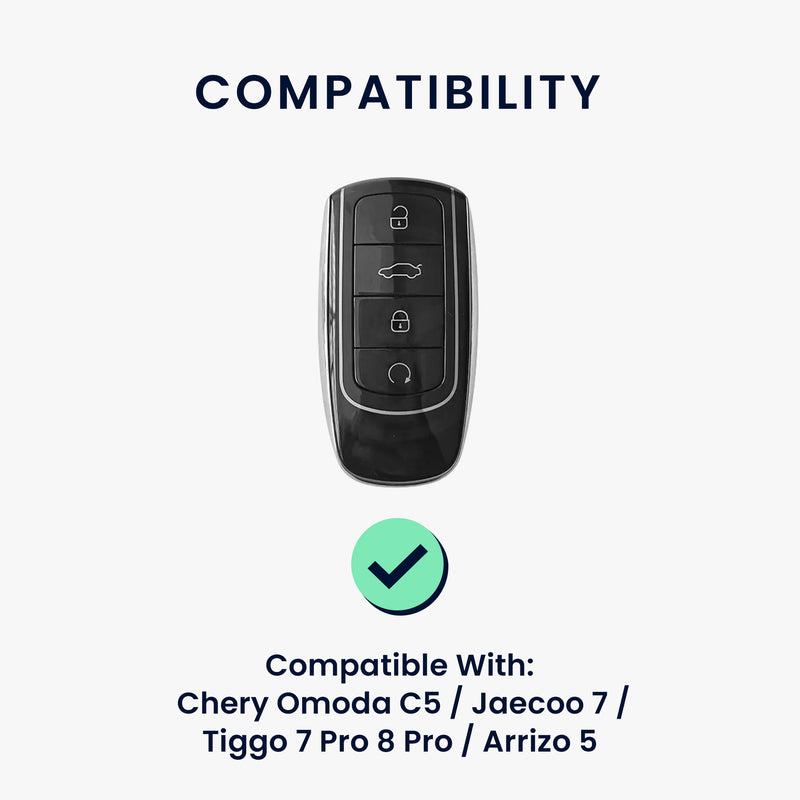 kwmobile Schlüsselhülle für Chery Omoda C5 / Jaecoo 7 / Tiggo 7 Pro 8 Pro / Arrizo 5 Hülle Leder - Autoschlüssel Schlüssel Hülle - Schlüsselcover Schlüsselschutz in Schwarz Schwarz